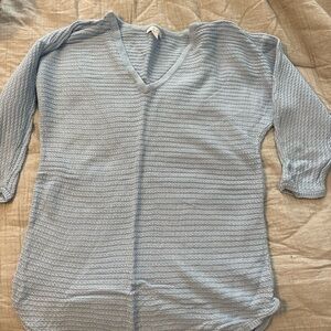 New York & Company Sky Blue V-Neck Sweater